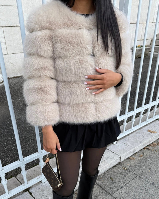 Cappotto in Pelliccia Sintetica Bianco