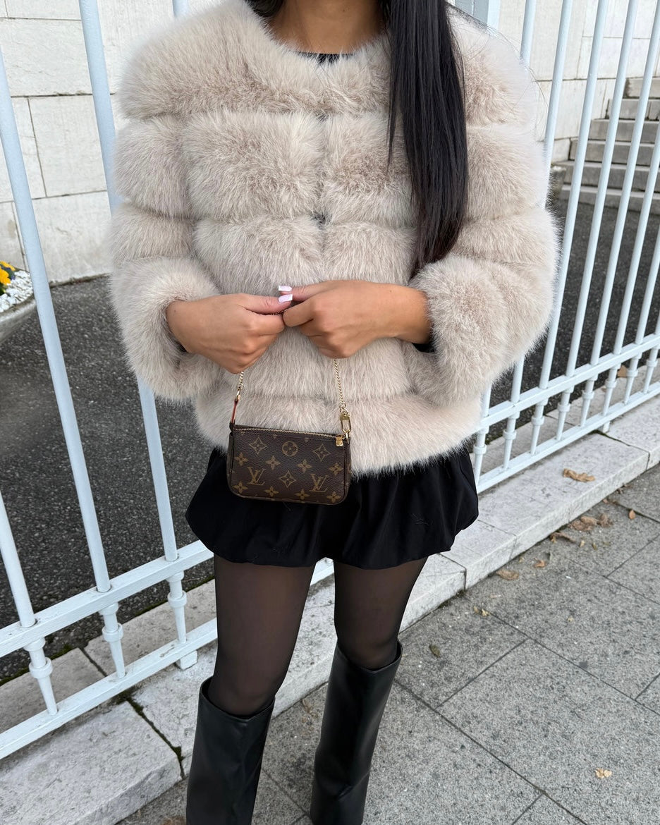 Cappotto in Pelliccia Sintetica Bianco