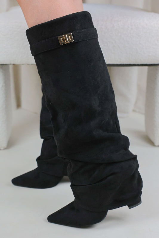 Stivali Melany Stacked - Nero Scamosciato