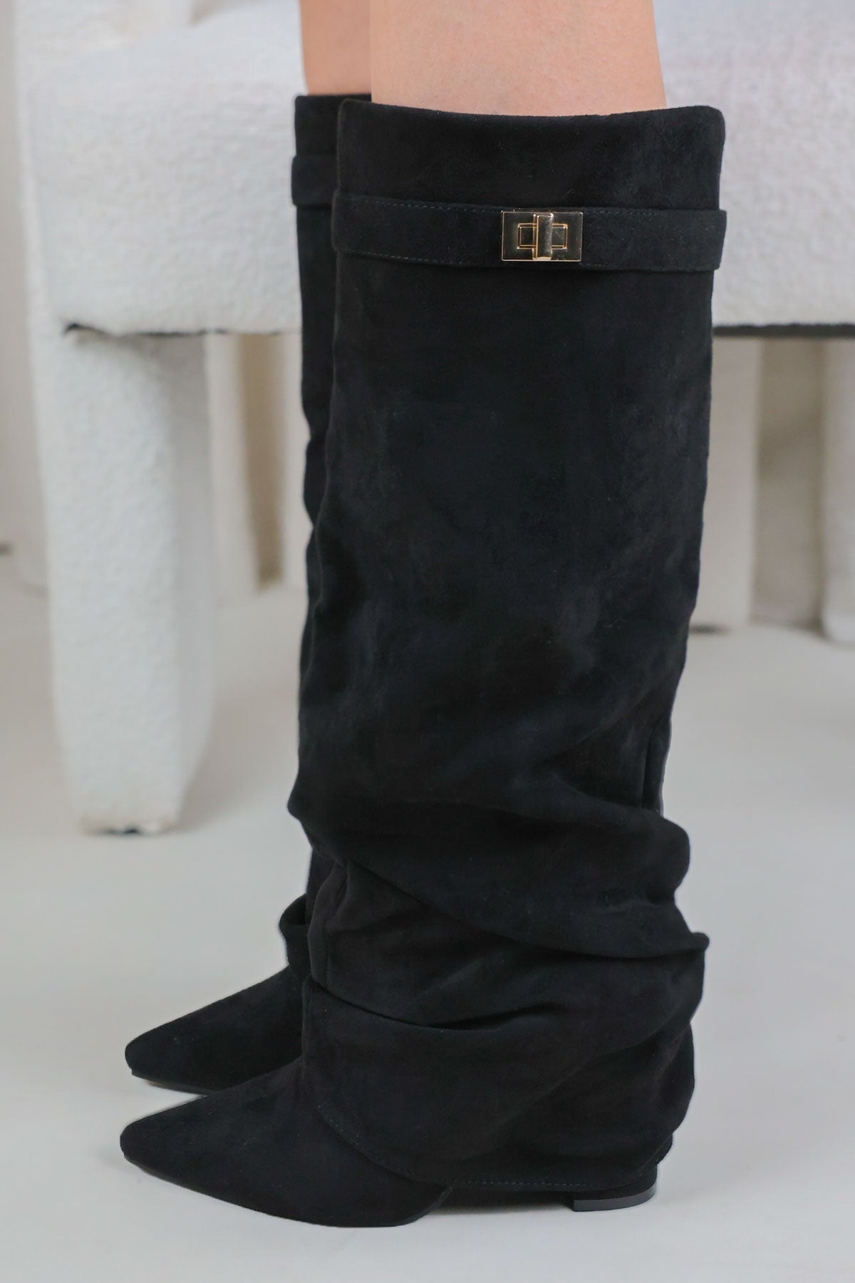 Stivali Melany Stacked - Nero Scamosciato