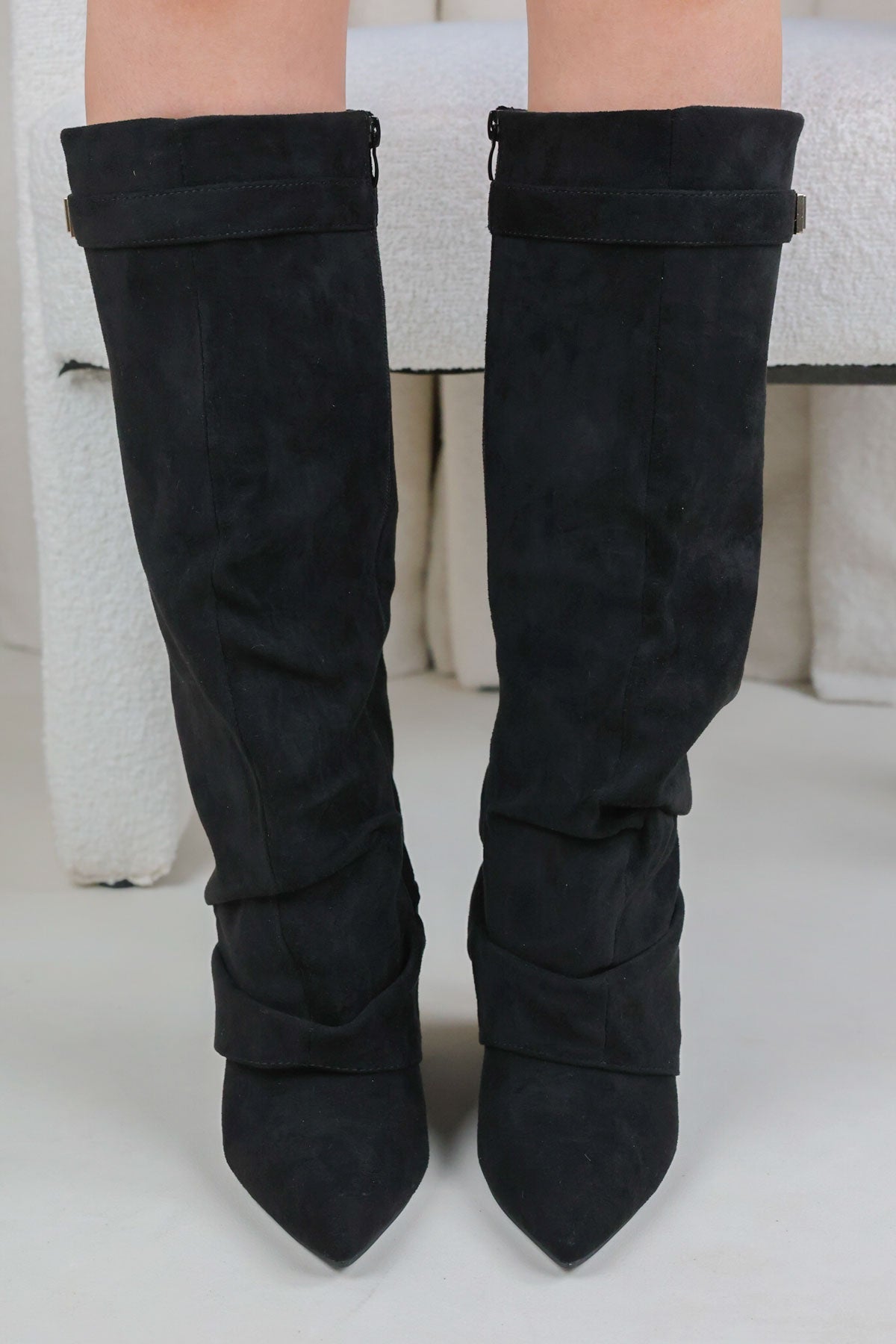 Stivali Melany Stacked - Nero Scamosciato