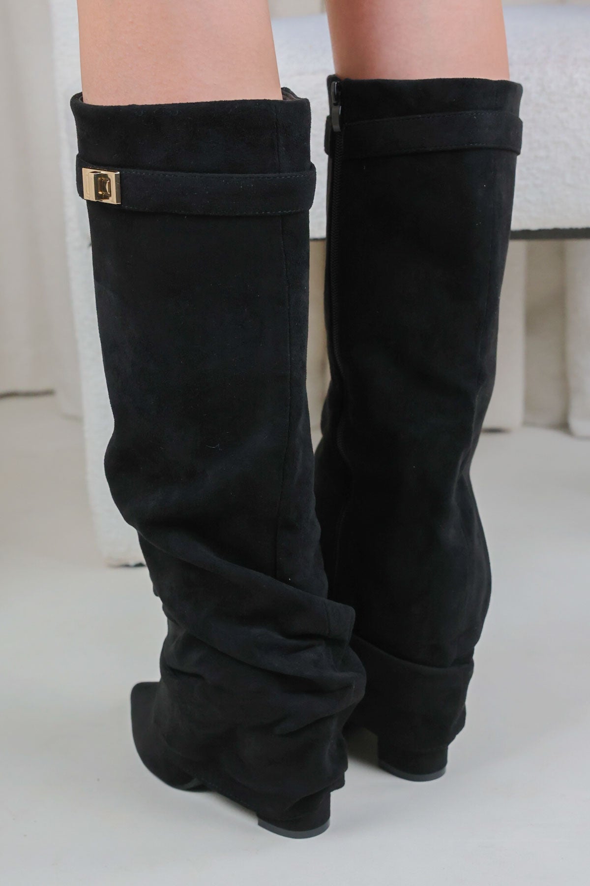 Stivali Melany Stacked - Nero Scamosciato