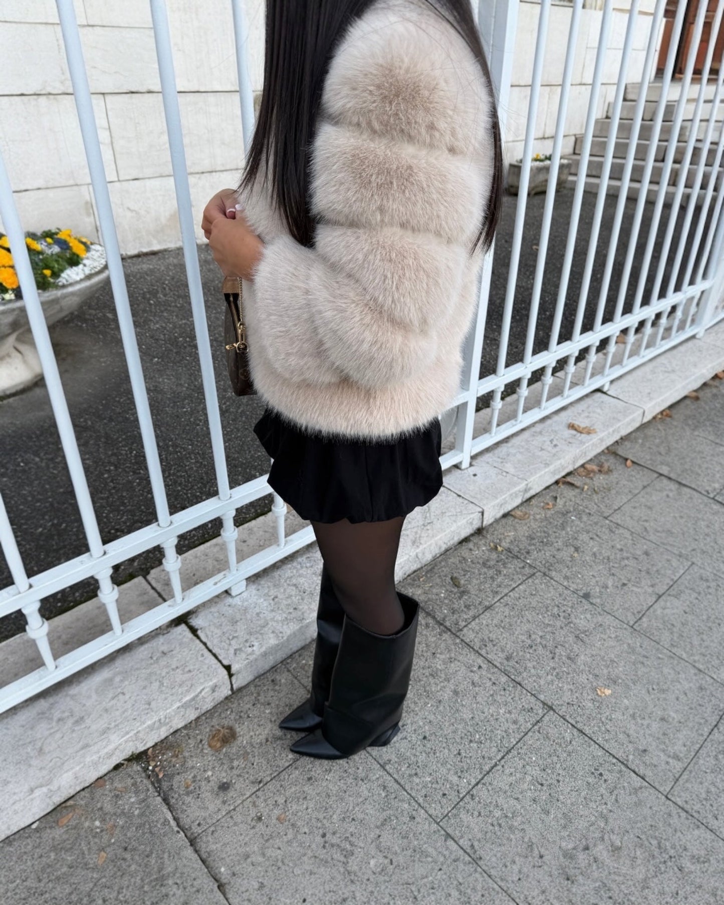 Cappotto in Pelliccia Sintetica Bianco
