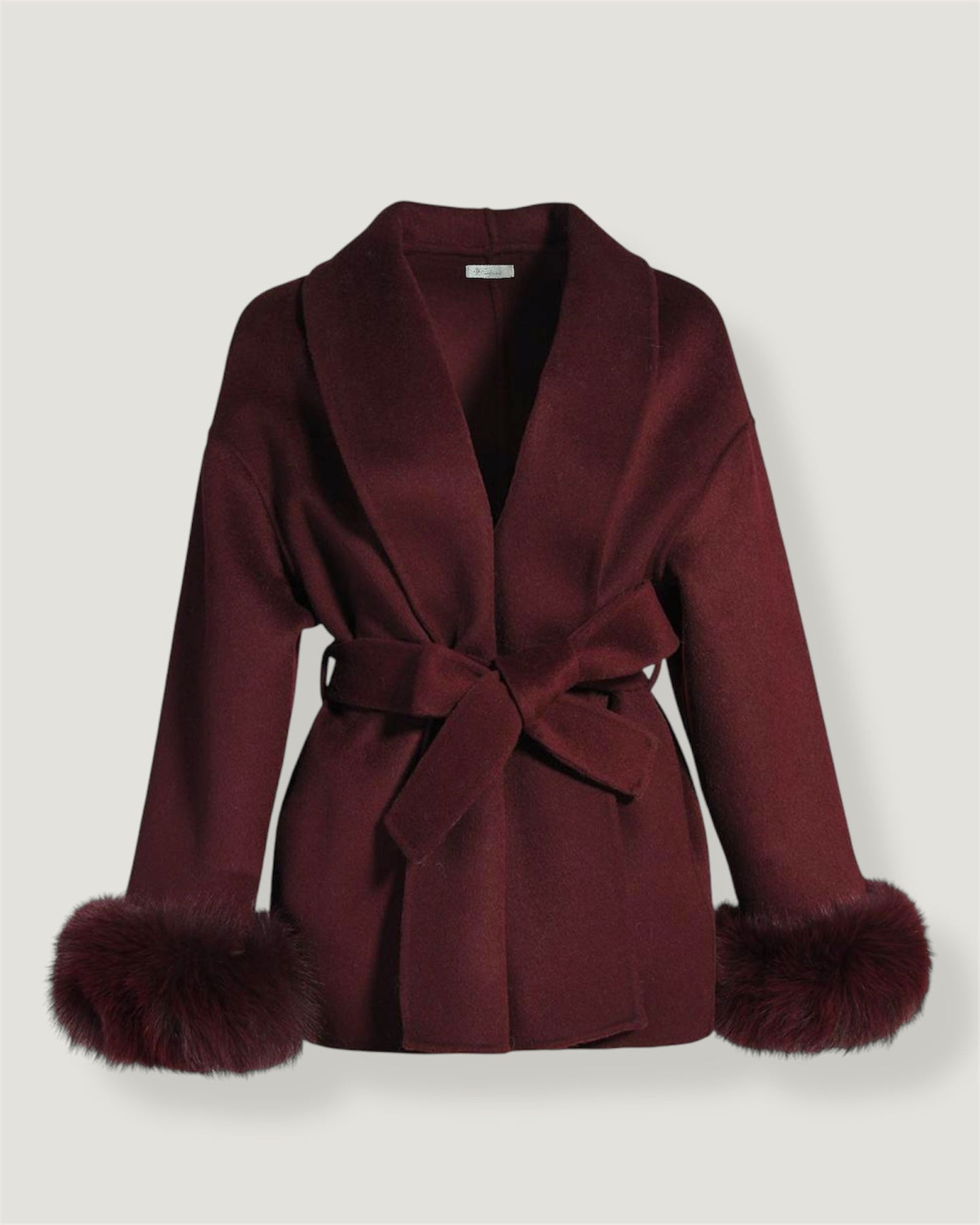 Cappotto corto in lana con rifiniture in pelliccia