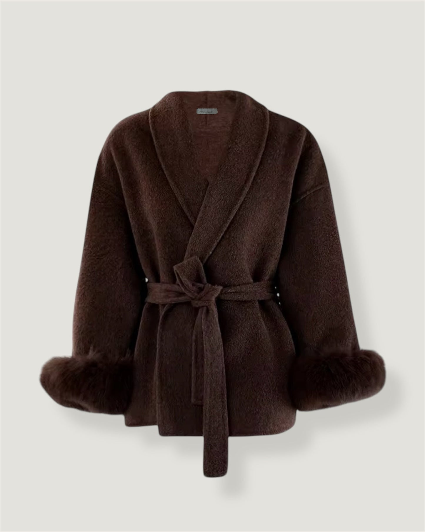 Cappotto corto in lana con rifiniture in pelliccia