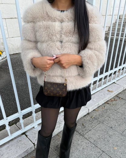 Cappotto in Pelliccia Sintetica Bianco