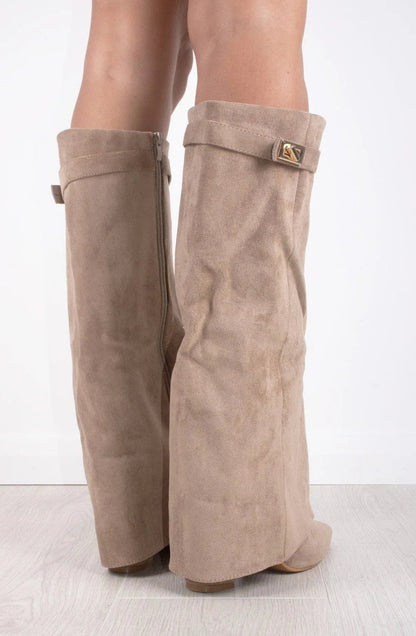 Stivali Melany in finta pelle scamosciata - Beige Champagne