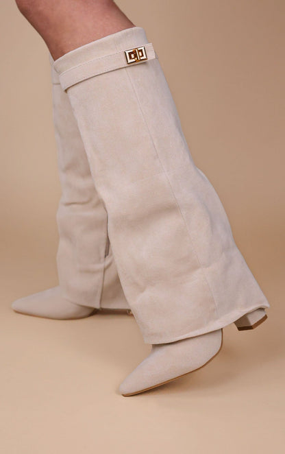 Stivali Melany in finta pelle scamosciata - Beige Champagne