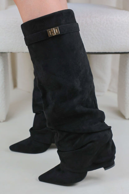 Stivali Melany Stacked - Nero Scamosciato