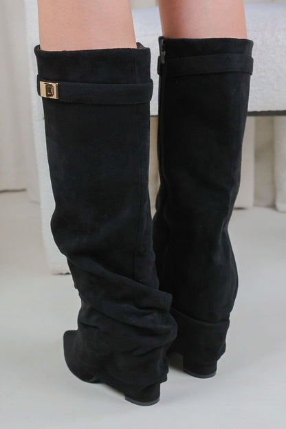 Stivali Melany Stacked - Nero Scamosciato